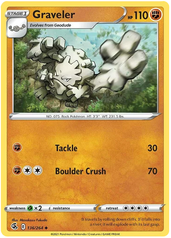 Graveler Fusion Strike Pokemon Card Singles 136/264