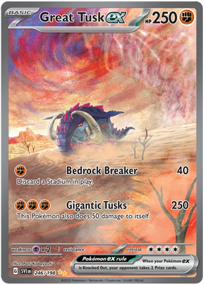 Great Tusk ex Special Illustration Rare Scarlet & Violet Base Set Pokemon Card Single