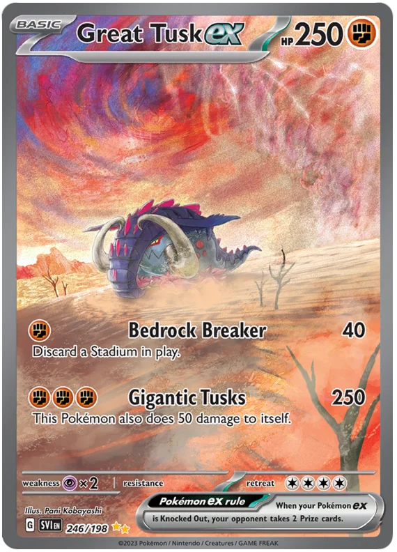 Great Tusk ex Special Illustration Rare Scarlet & Violet Base Set Pokemon Card Single