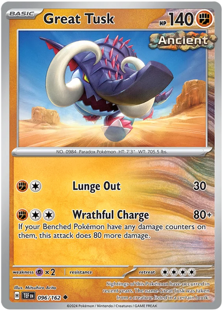 Great Tusk Temporal Forces Pokemon Single 096/162