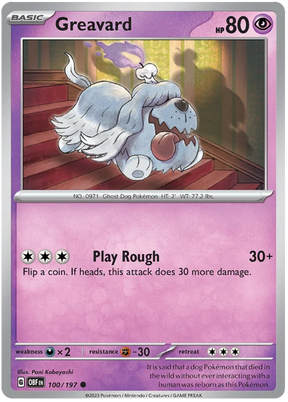 Greavard 100 Obsidian Flames Single Pokemon Card