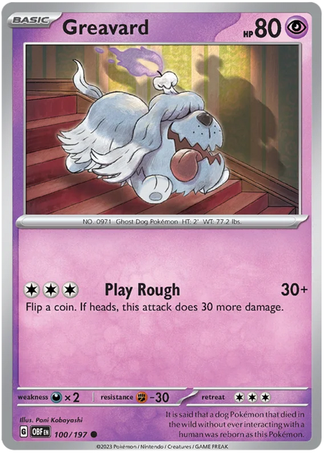Greavard 100 Obsidian Flames Single Pokemon Card
