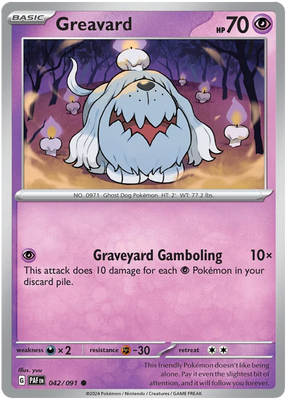 Greavard Paldean Fates Pokemon Card Single 042/091