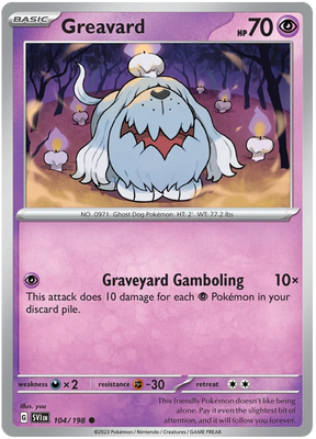 Greavard 104 Scarlet & Violet Base Set Pokemon Card Single