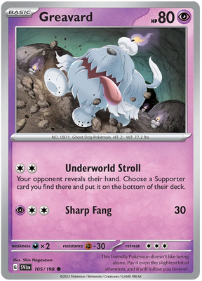 Greavard 105 Scarlet & Violet Base Set Pokemon Card Single