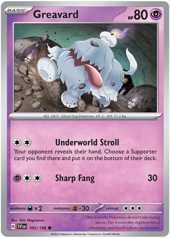 Greavard 105 Scarlet & Violet Base Set Pokemon Card Single