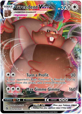Greedent VMAX Fusion Strike Pokemon Card Singles 218/264