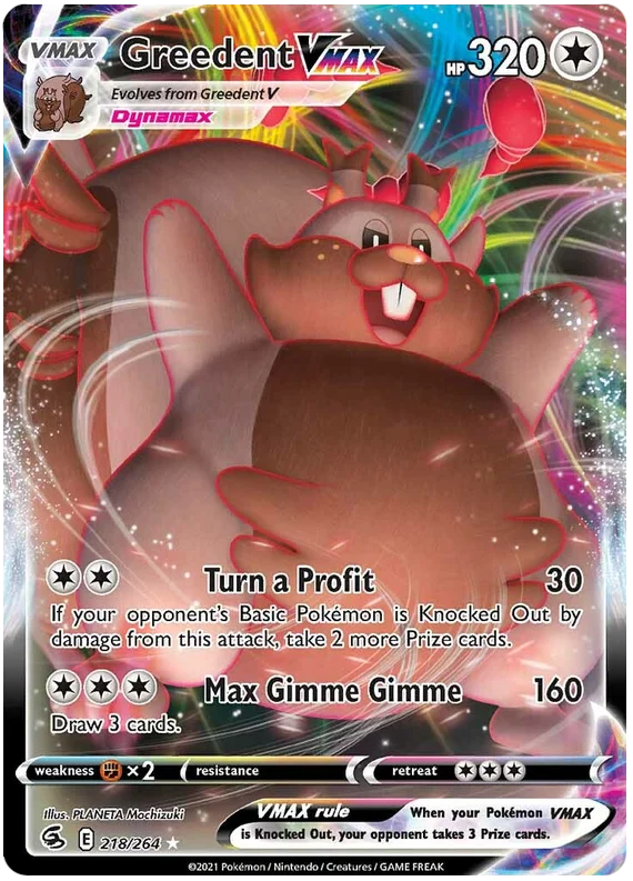 Greedent VMAX Fusion Strike Pokemon Card Singles 218/264