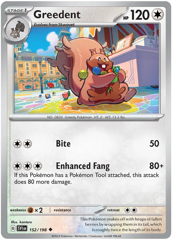 Greedent Scarlet & Violet Base Set Pokemon Card Single