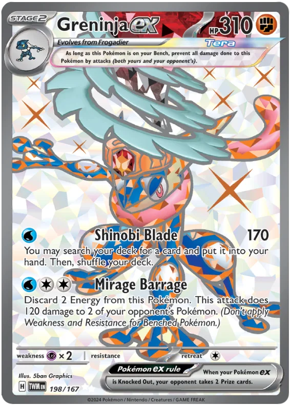 Greninja ex (Full Art Rare) Twilight Masquerade Pokemon Single 198/167