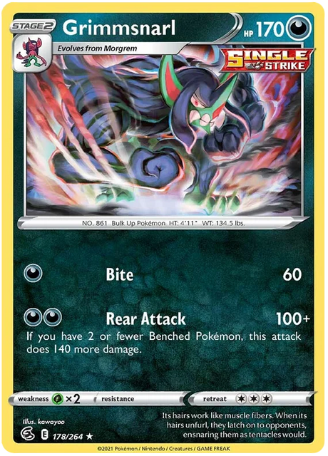 Grimmsnarl Fusion Strike Pokemon Card Singles 178/264