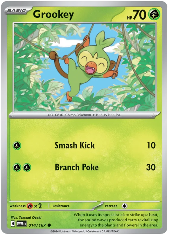 Grookey Twilight Masquerade Pokemon Single 014/167