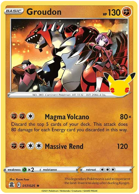 Groudon Celebrations Pokemon Card Single 017/025