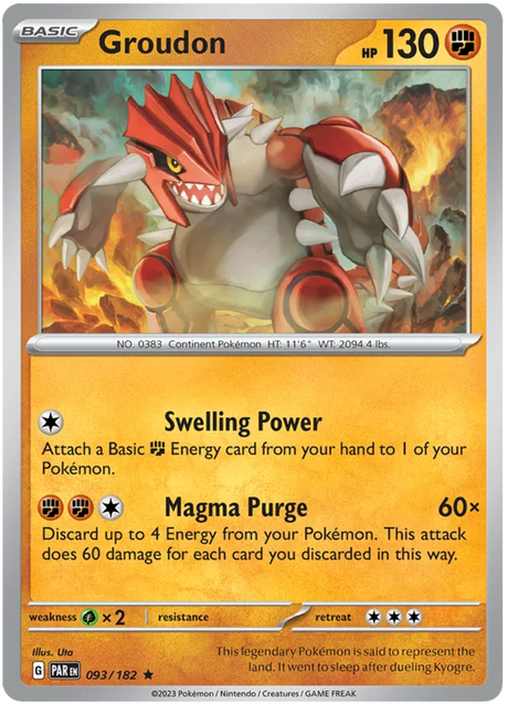 Groudon Paradox Rift Single Pokemon Card 093/182