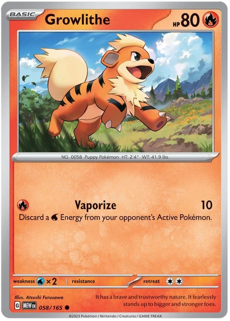 Growlithe 151 Single Pokemon Card