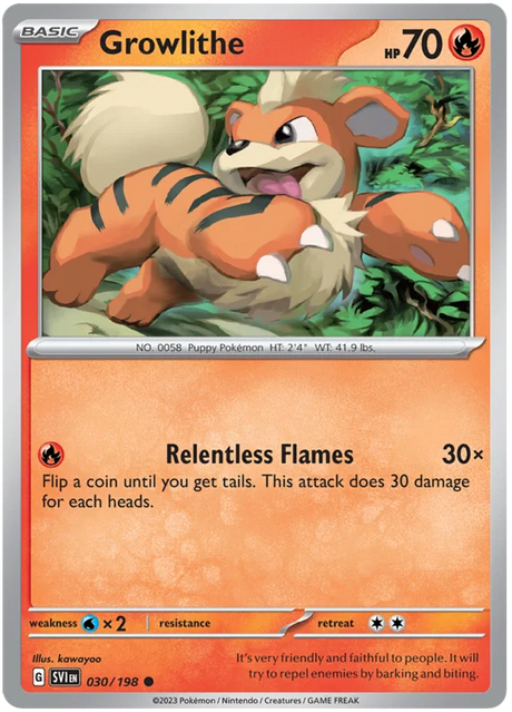 Growlithe 030 Scarlet & Violet Base Set Pokemon Card Single