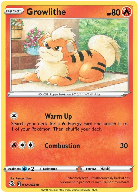 Growlithe Fusion Strike Pokemon Card Singles 032/264