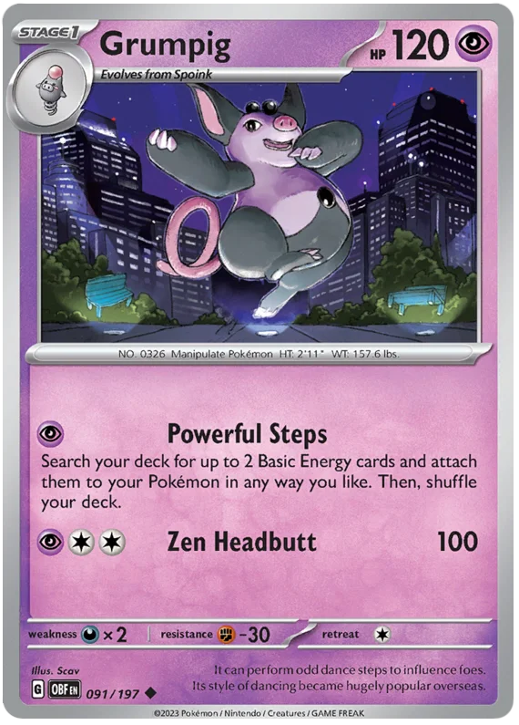 Grumpig Obsidian Flames Single Pokemon Card