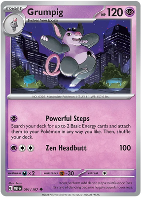 Grumpig Obsidian Flames Single Pokemon Card