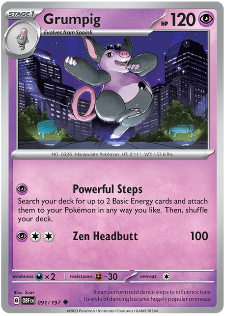 Grumpig Obsidian Flames Single Pokemon Card
