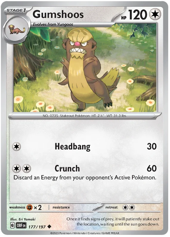 Gumshoos Obsidian Flames Single Pokemon Card