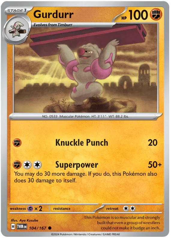 Gurdurr Twilight Masquerade Pokemon Single 104/167