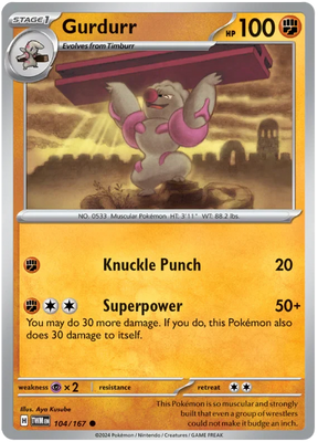 Gurdurr Twilight Masquerade Pokemon Single 104/167