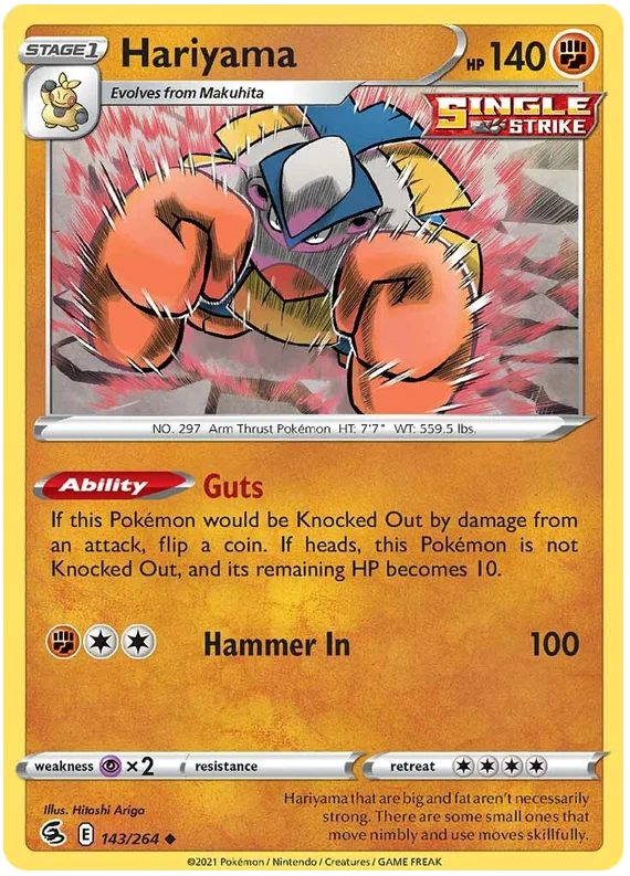 Hariyama Fusion Strike Pokemon Card Singles 143/264