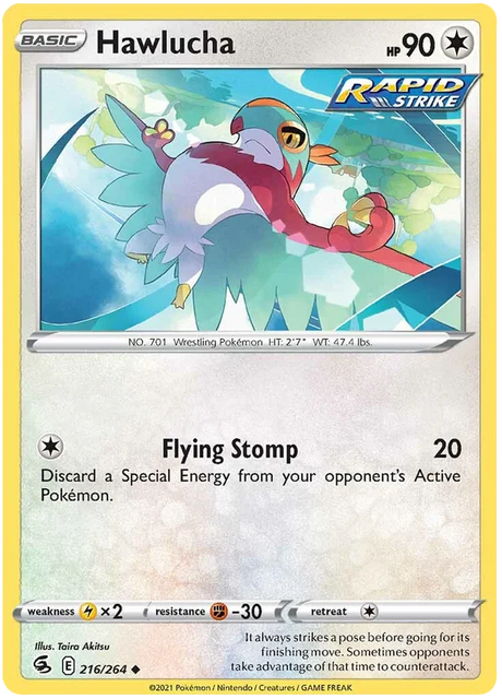 Hawlucha Fusion Strike Pokemon Card Singles 216/264
