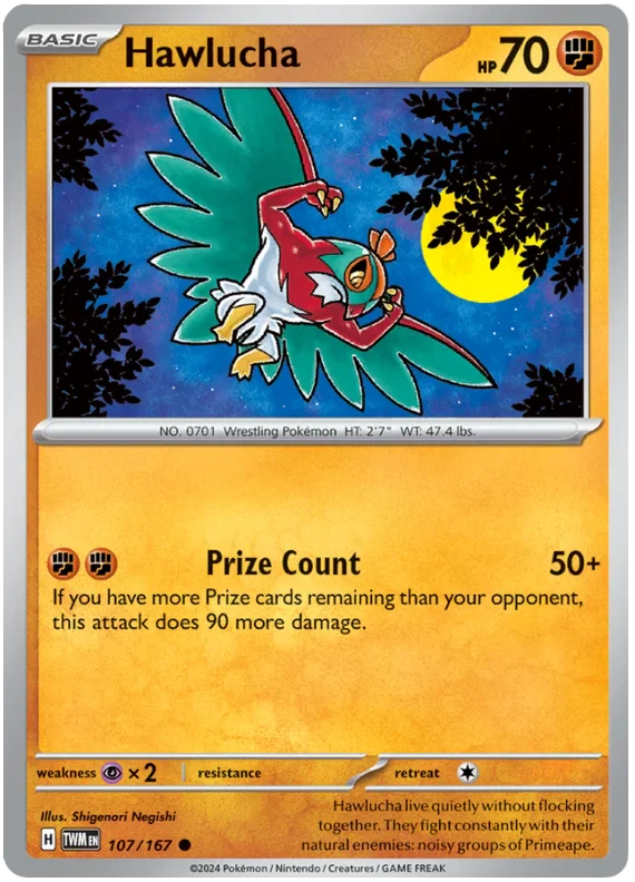 Hawlucha Twilight Masquerade Pokemon Single 107/167