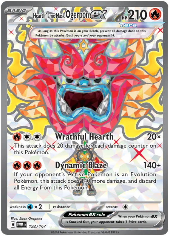 Hearthflame Mask Ogerpon ex (Full Art Rare) Twilight Masquerade Pokemon Single 192/167