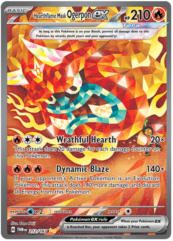 Hearthflame Mask Ogerpon ex (Special Illustration Rare) Twilight Masquerade Pokemon Single 212/167