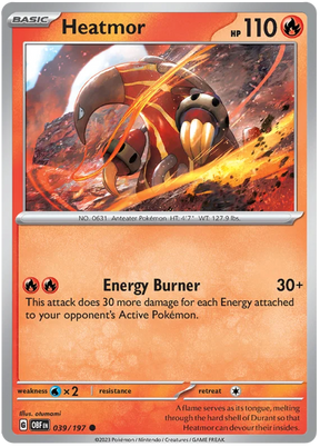 Heatmor Obsidian Flames Single Pokemon Card