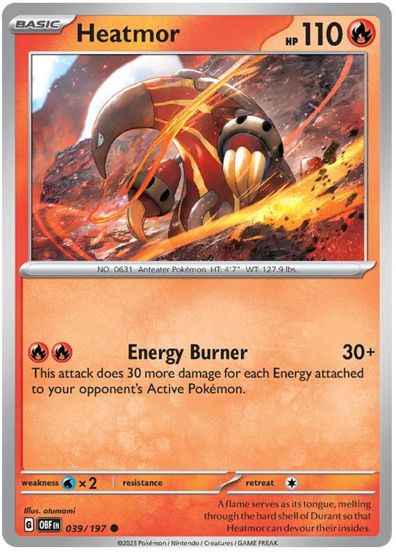 Heatmor Obsidian Flames Single Pokemon Card