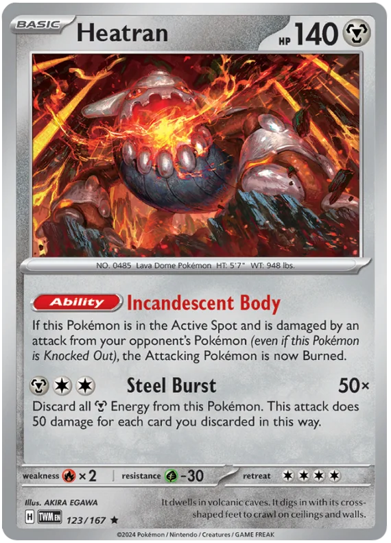 Heatran Twilight Masquerade Pokemon Single 123/167