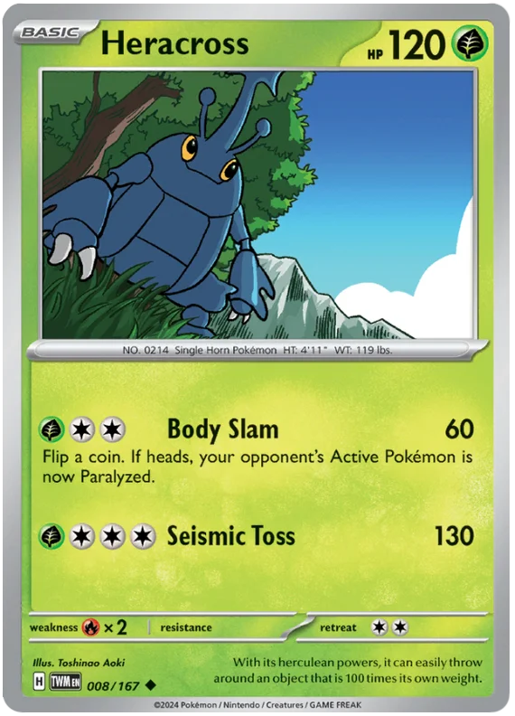 Heracross Twilight Masquerade Pokemon Single 008/167