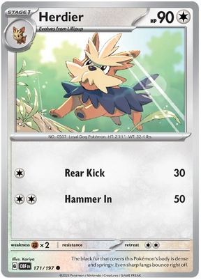 Herdier Obsidian Flames Single Pokemon Card