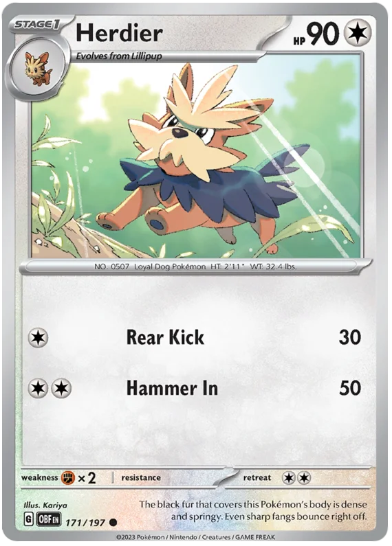 Herdier Obsidian Flames Single Pokemon Card