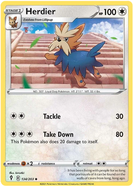 Herdier 134/203 - Pokemon TCG Evolving Skies card
