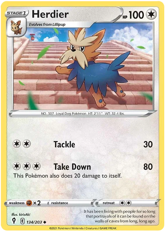 Herdier 134/203 - Pokemon TCG Evolving Skies card