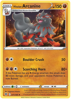 Hisuian Arcanine Astral Radiance Pokemon Card Singles 071/189
