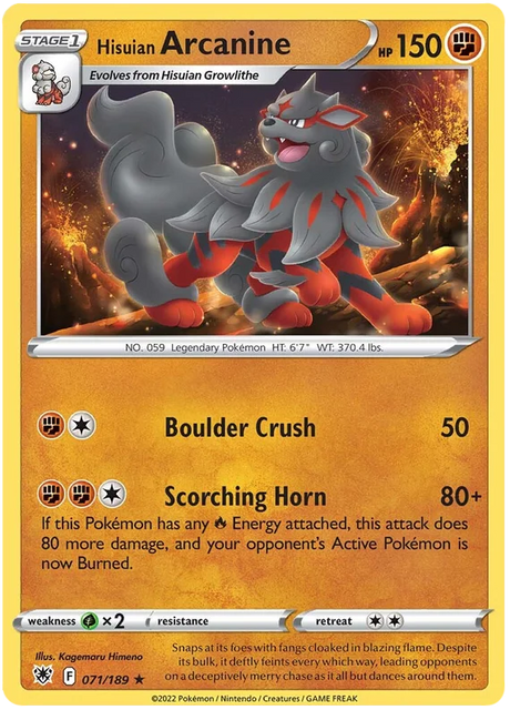 Hisuian Arcanine Astral Radiance Pokemon Card Singles 071/189