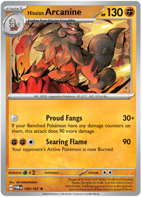 Hisuian Arcanine Twilight Masquerade Pokemon Single 100/167