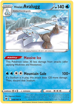 Hisuian Avalugg Astral Radiance Pokemon Card Singles 048/189