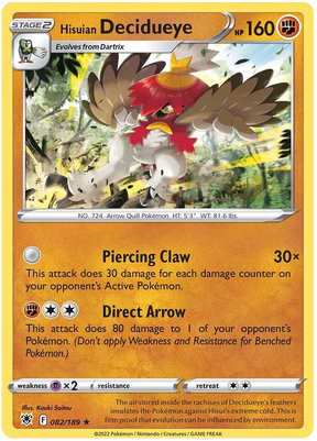 Hisuian Decidueye Astral Radiance Pokemon Card Singles 082/189