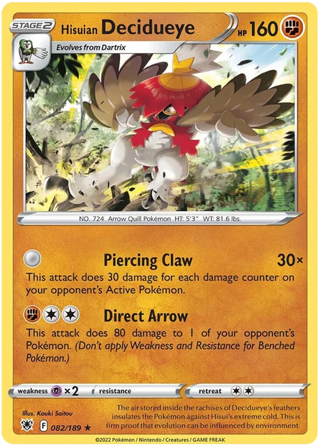 Hisuian Decidueye Astral Radiance Pokemon Card Singles 082/189