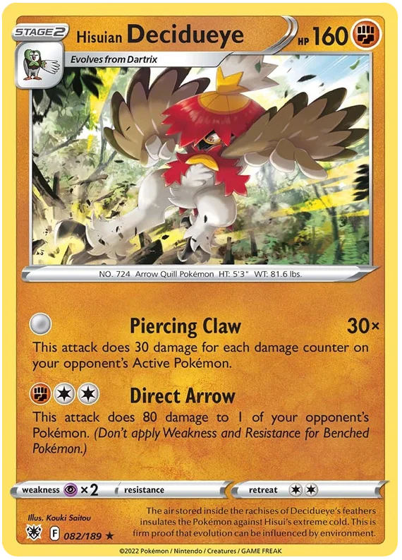 Hisuian Decidueye Astral Radiance Pokemon Card Singles 082/189