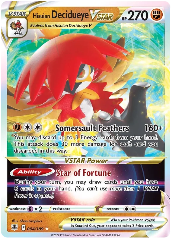 Hisuian Decidueye VSTAR Astral Radiance Pokemon Card Singles 084/189