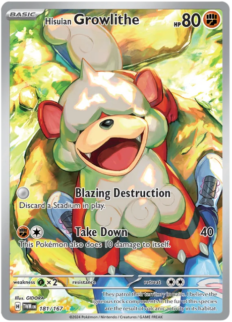 Hisuian Growlithe (Illustration Rare) Twilight Masquerade Pokemon Single 181/167