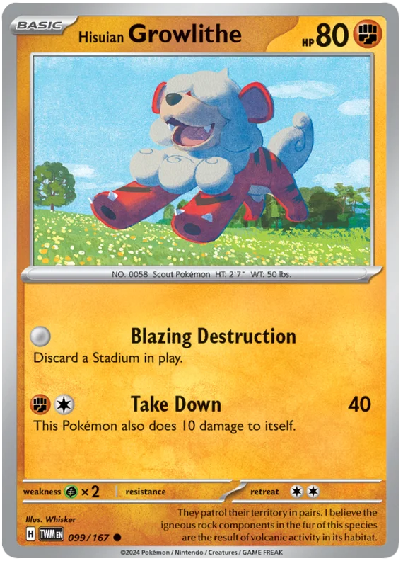 Hisuian Growlithe Twilight Masquerade Pokemon Single 099/167